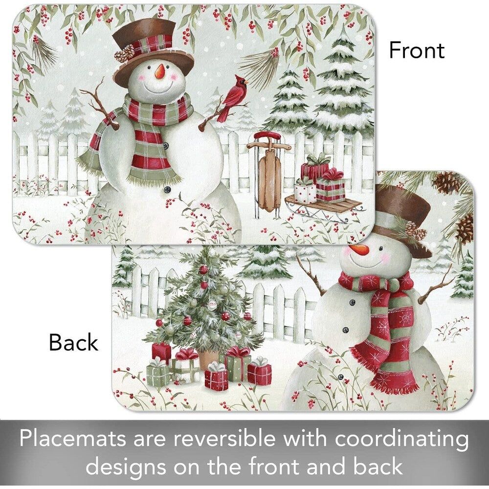 Counter Art-Reversible Placemat 11x17" Christmas Brown Hat Snowman 174-00177