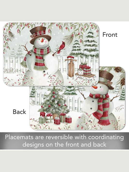Counter Art-Reversible Placemat 11x17" Christmas Brown Hat Snowman 174-00177
