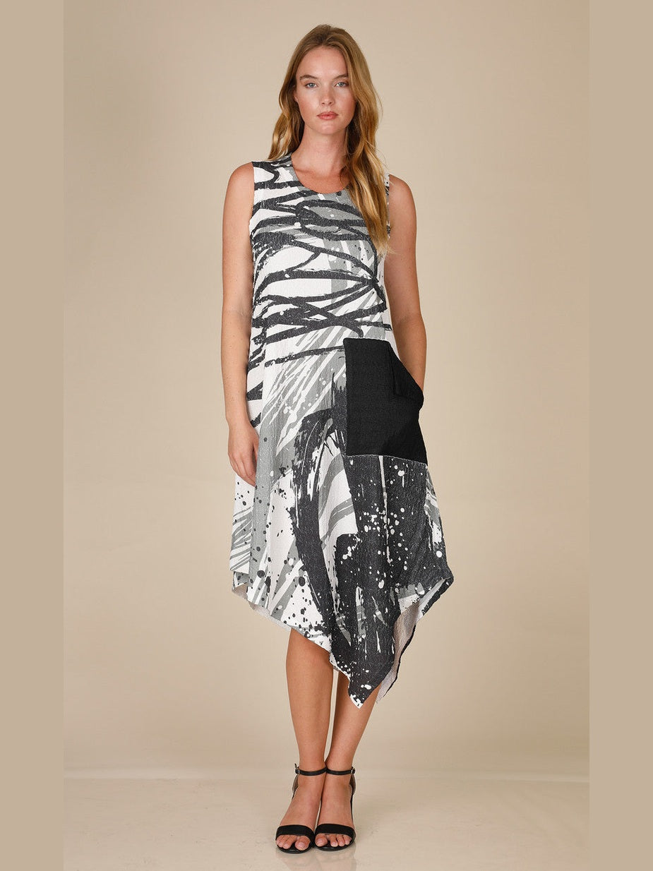 Dress Black/White/Green Sleeveless Elowen Women's D228WK