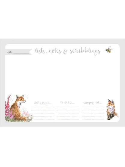 Desk Pad Planner Dp005 Fox Lists, Notes & Scribblings 8"x11.5"