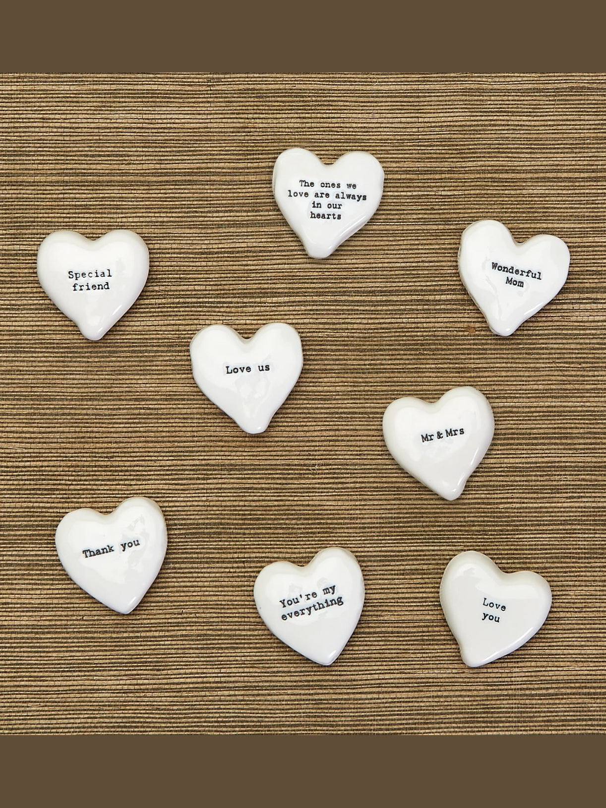 Two's Company- Charm Heart Pebble 1.5"&nbsp; White Porcelain&nbsp; &nbsp;E6700-un