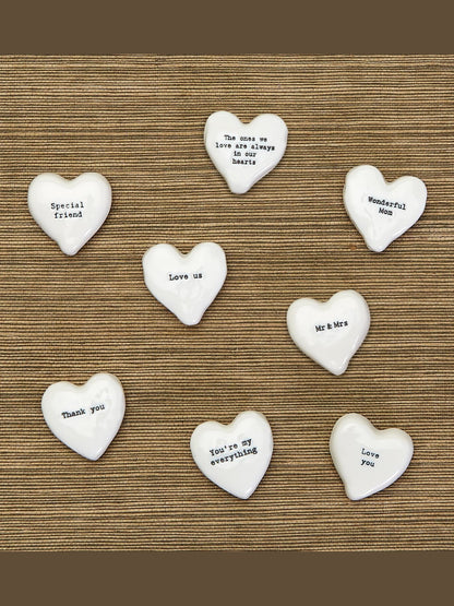 Two's Company- Charm Heart Pebble 1.5"&nbsp; White Porcelain&nbsp; &nbsp;E6700-un