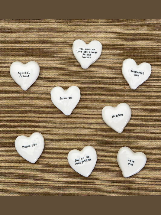 Two's Company- Charm Heart Pebble 1.5"&nbsp; White Porcelain&nbsp; &nbsp;E6700-un