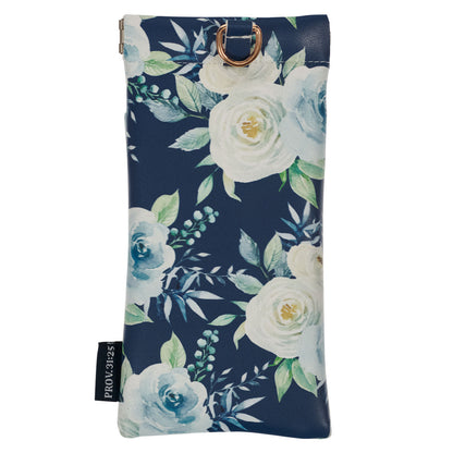 Eye Glass Case Strength And Dignity Blue Floral Faux Leather Egc001