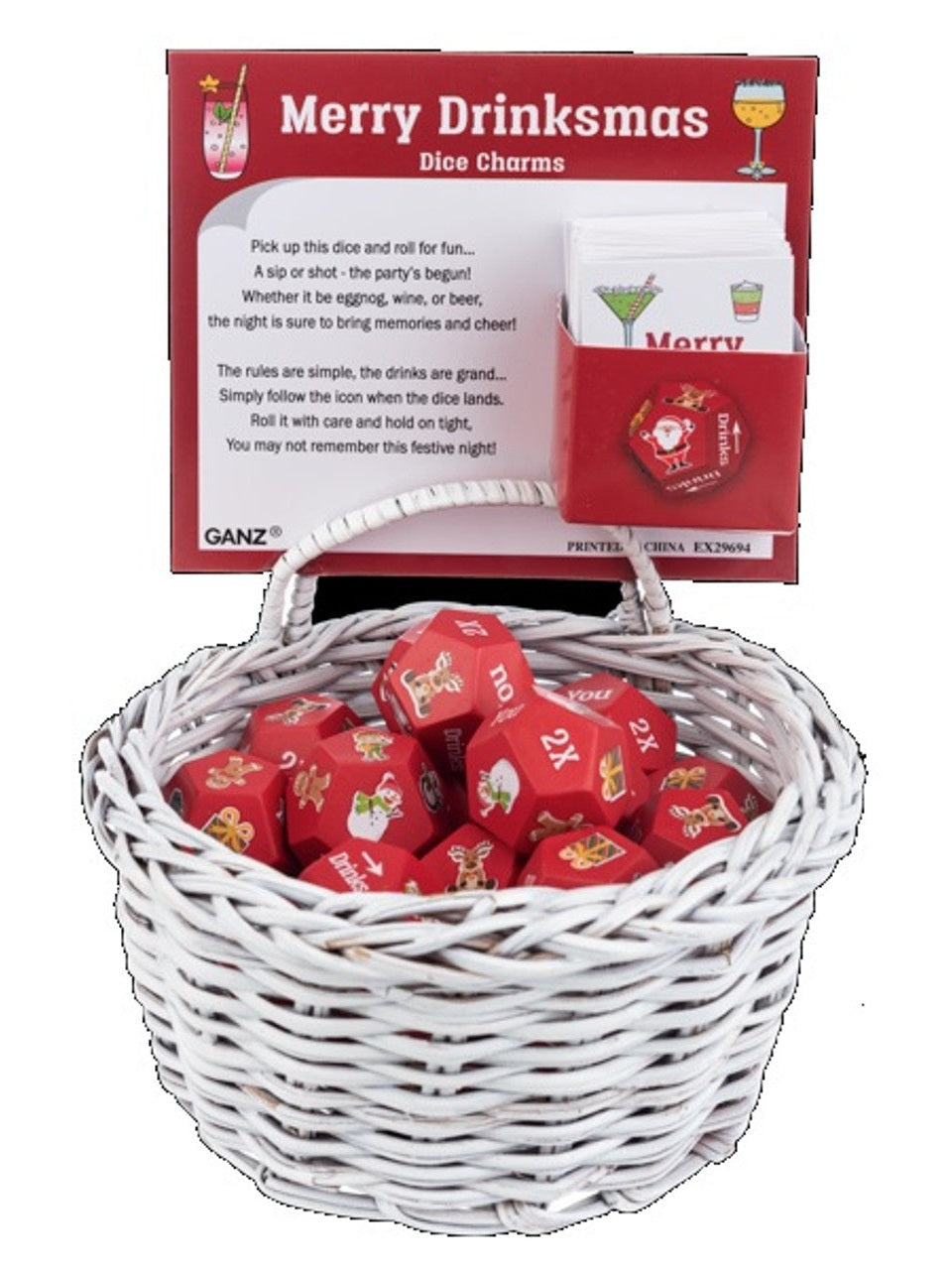 Charm Merry Drinkmas Dice Red Ex29694