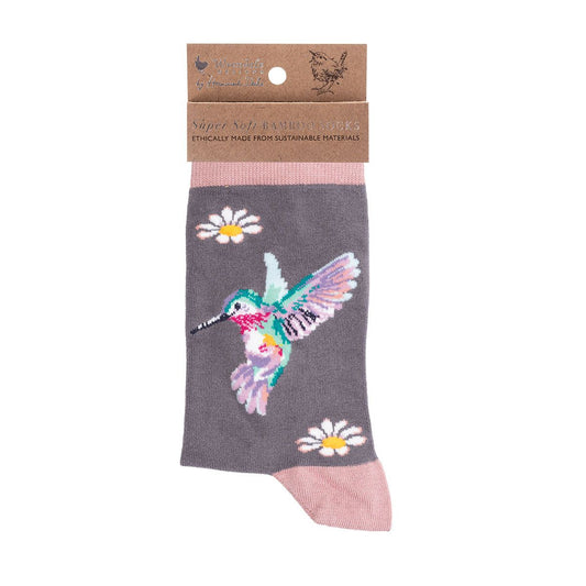 Women's Bamboo Humming Bird Socks - SOCK023 Wisteria Wishes 