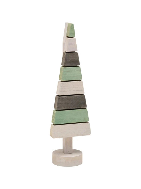 Christmas Tree Small&nbsp; Wooden Plank Grey Green Black 14" Fr-3057