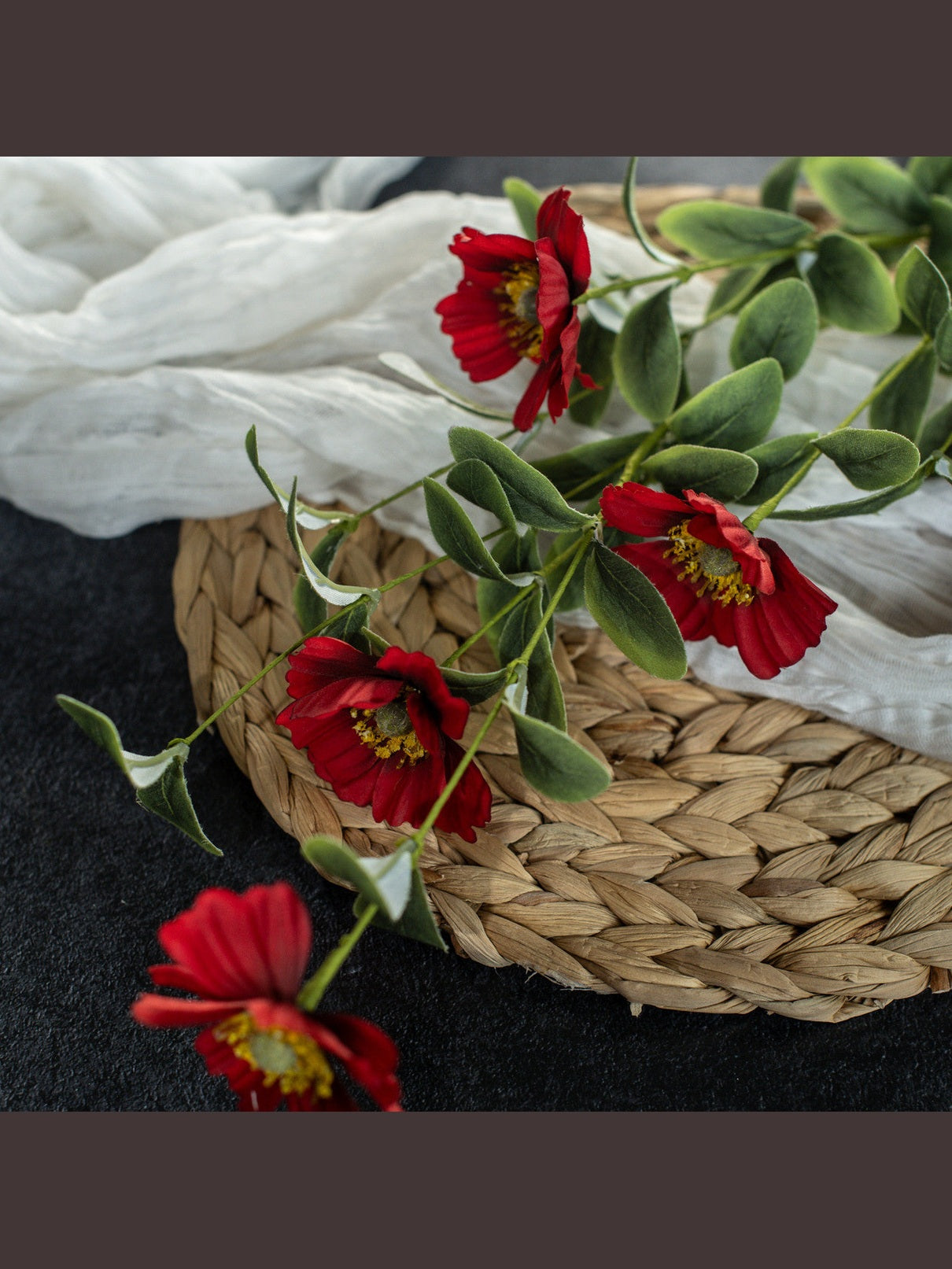 Garland 34" Red Anemone Spray G191049