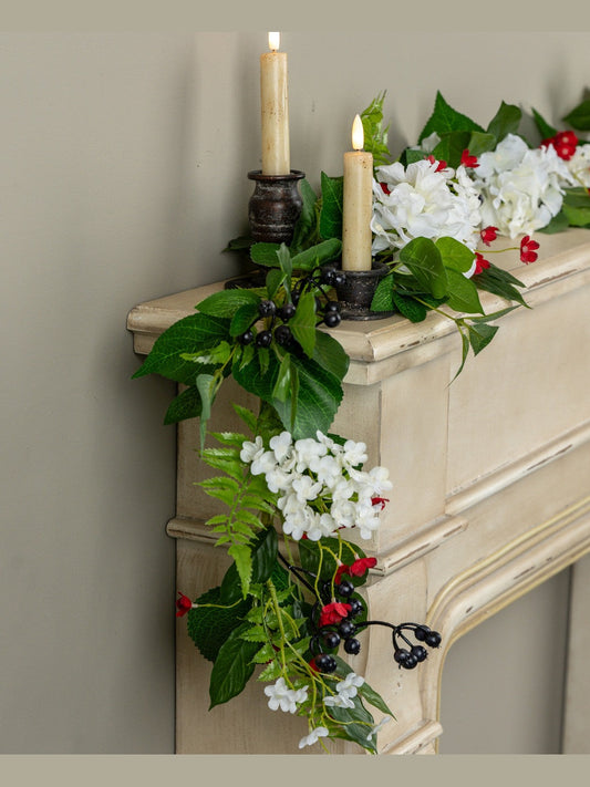 Garland 5' Red/White/Blueberry &amp;Hydrangea G242688