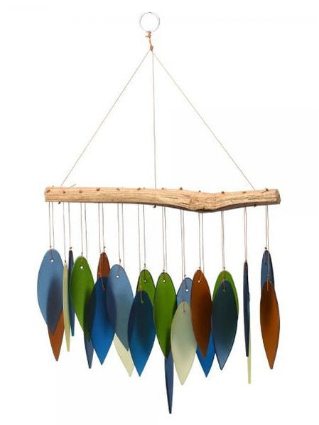 Glass Wind Chime Atlantic Coast&nbsp; Drift Wood 11x14" Geblueg168