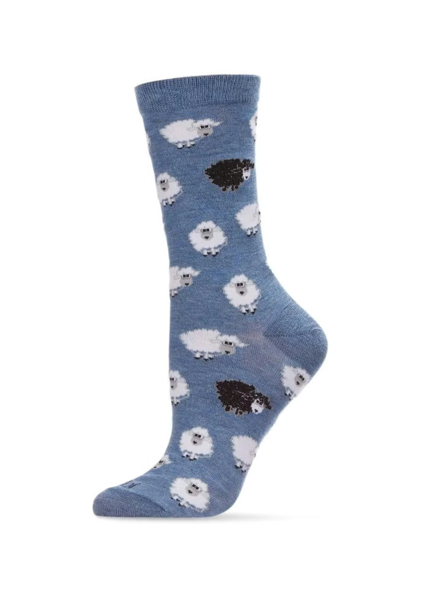 Women's Sock Denim Heather Sheep Bamboo Crew 9-11 Mcv07393