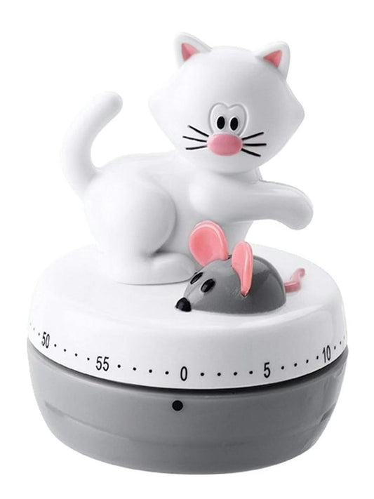 Kitchen Timer Meow Cat /Mouse Grey/White 12444