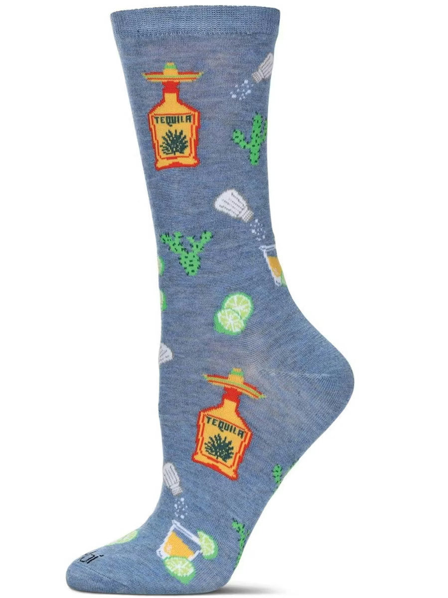 Women's Sock-Tequilla & Lime Bamboo Crew-Denim Heather-Mcv08509