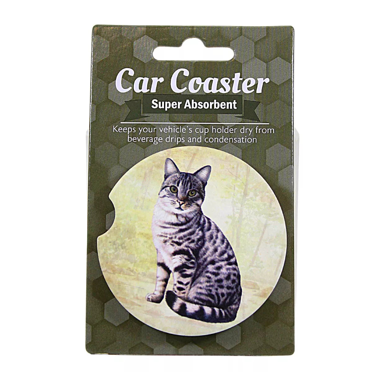 Car Coaster Tabby Cat Silver 234-9 