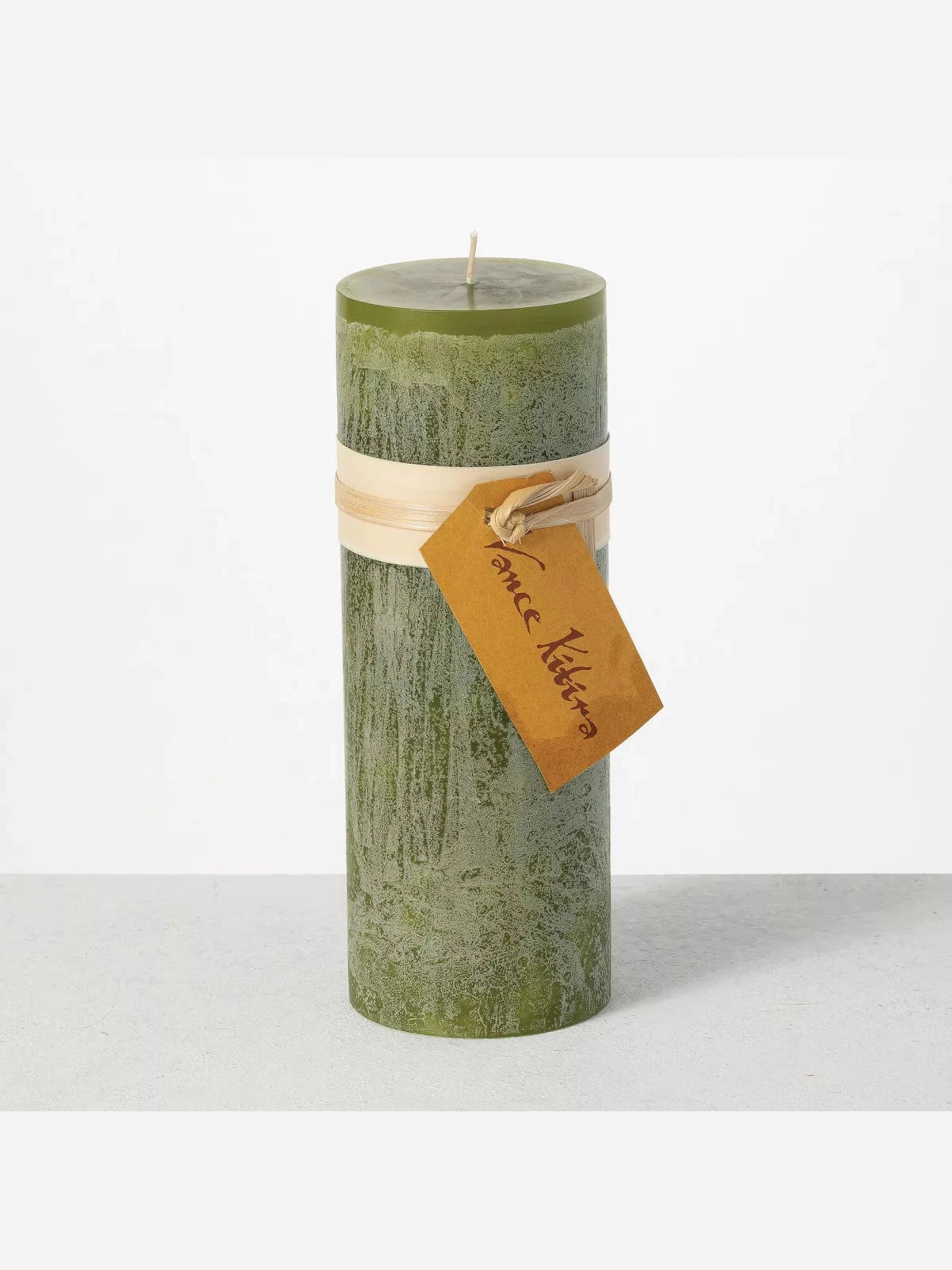 Candle Green  9"x 3.25" Moss Timber Pillar Candle Crt247moss