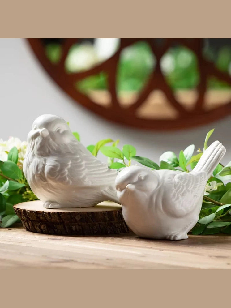 Bird Figurine White 2 Styles 5.25"Stoneware N3054