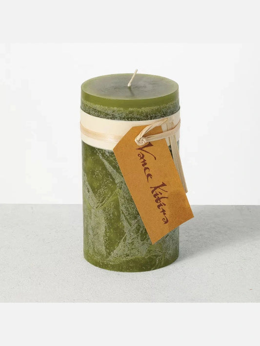 Candle Green 6"x 3.25" Moss Timber Pillar Candle Crt246moss