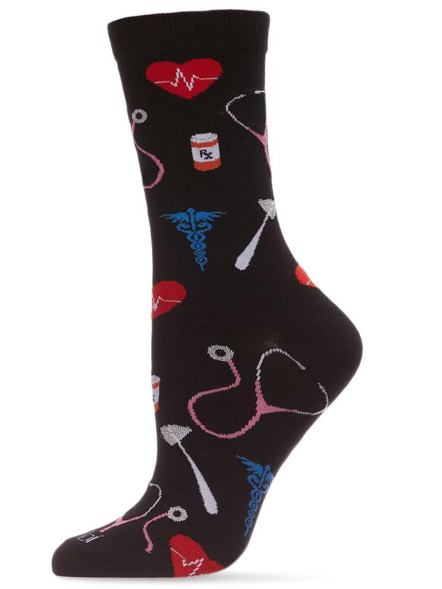 Women's Sock&nbsp; Black Medical&nbsp;Bamboo Crew 9-11&nbsp;Mcv07392