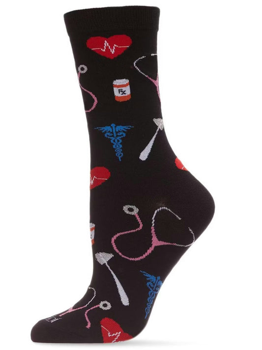 Women's Sock&nbsp; Black Medical&nbsp;Bamboo Crew 9-11&nbsp;Mcv07392