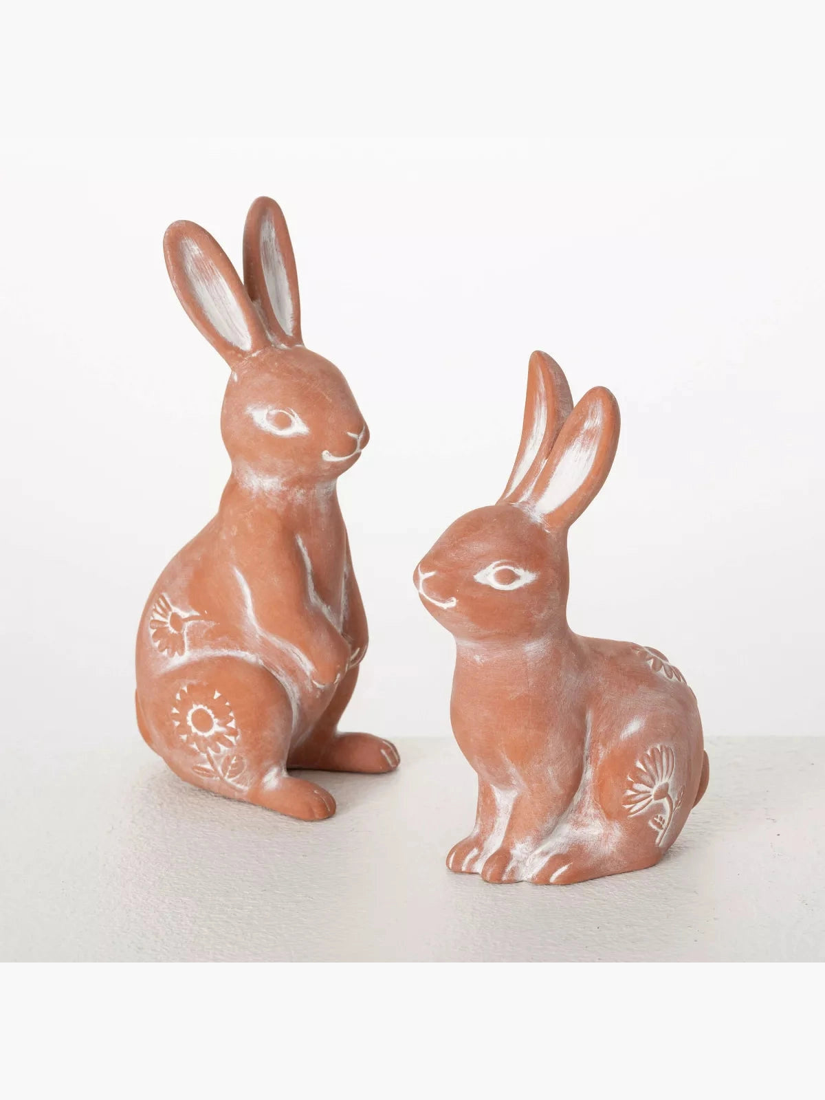 Rabbit Figurine  2 Styles 6" & 7" Brown Stoneware N3007