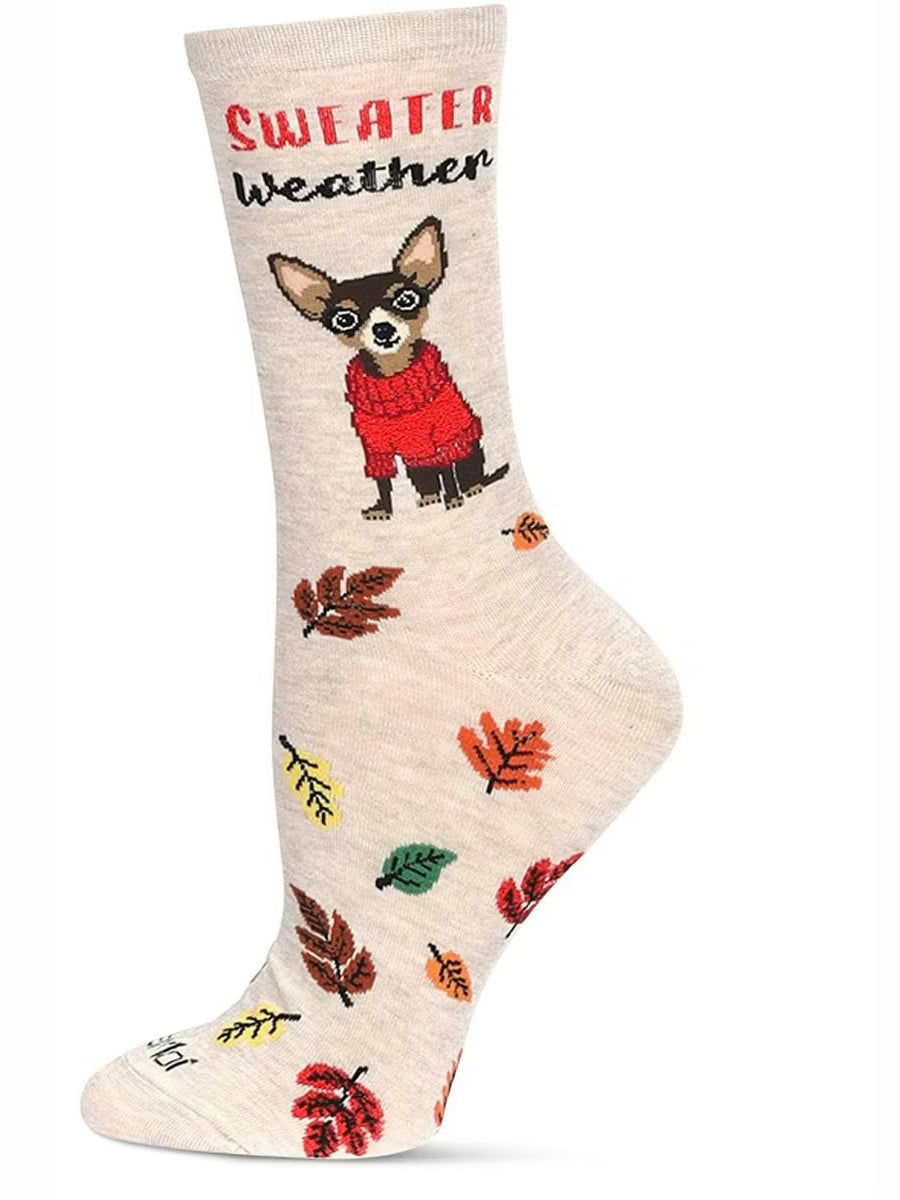 Women's Sock Oatmeal Heather Sweater Weather&nbsp;Bamboo Crew 9-11&nbsp;Mcv08223