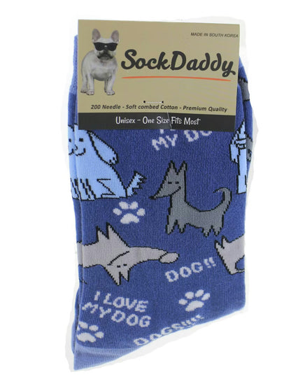 Sock  I Love My Dog Blue 800-165