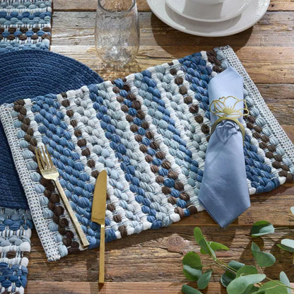 Placemat Woven&nbsp; Becca Blue Chindi 13x19" 2561-010