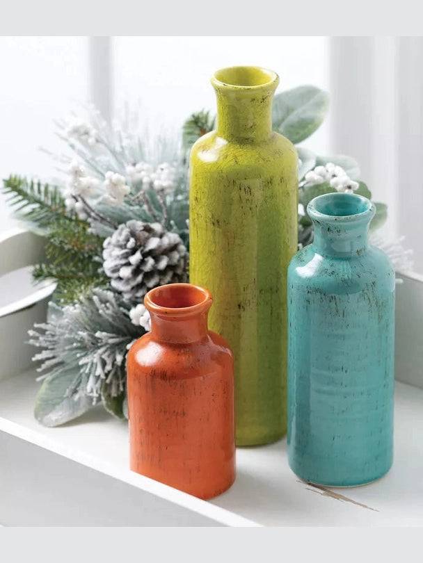 Vase Ceramic Bottle 3 Sizes/Colors Cm 2334