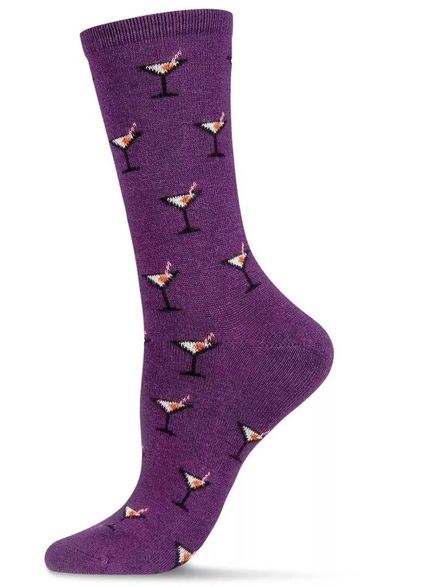 Women's Sock Purple Martini Drink Cashmere Crew 4-10 Gift Pack   Mcl05860