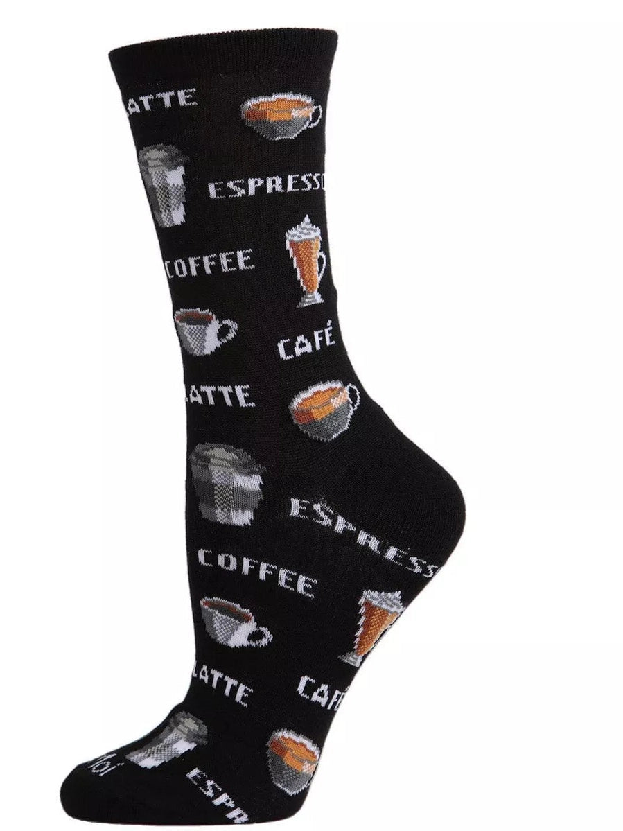 Women's Sock Black Coffee Latte Bamboo Crew 9-11  Mcv05736