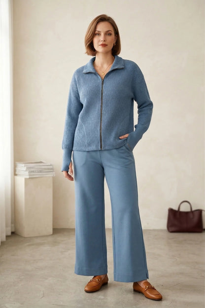 Jacket River Blue Thumb Hole Cuffs Zipper Front  7761R