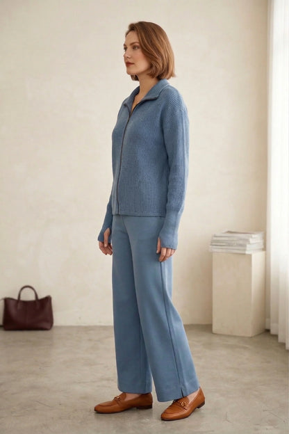 Jacket River Blue Thumb Hole Cuffs Zipper Front  7761R