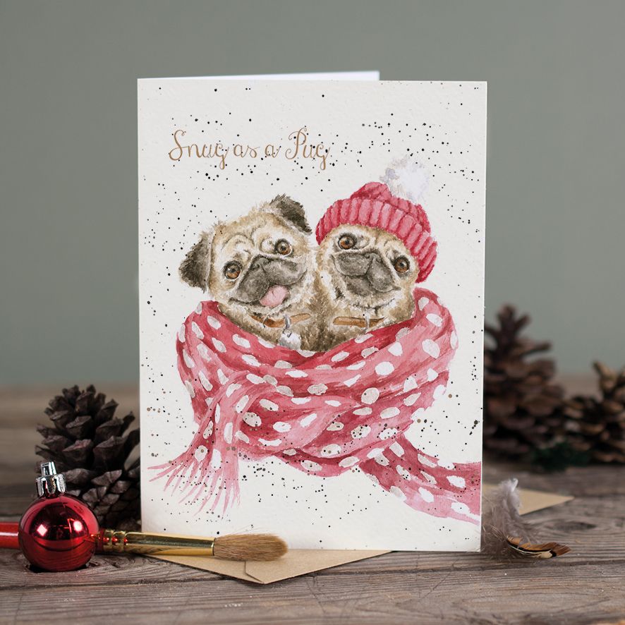 Snug As A Pug-Christmas Card - AX067 