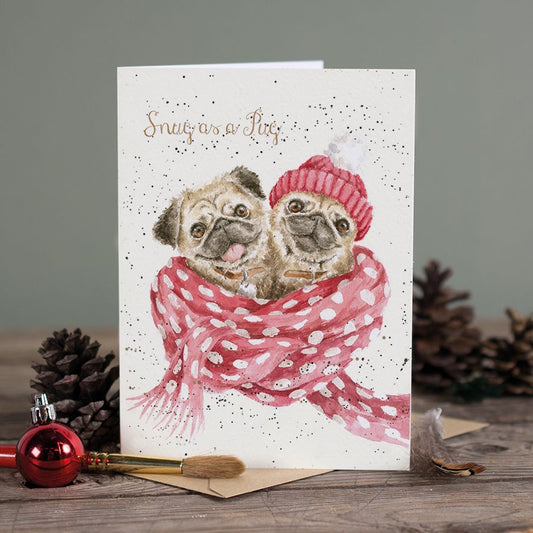 Snug As A Pug-Christmas Card - AX067 