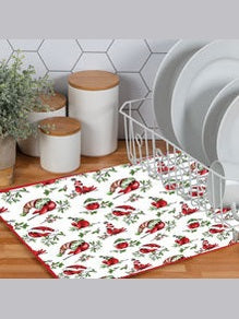Drying Mat Countertop Micro Fiber Christmas Playful Cardinal  H6848