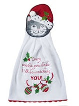 Tea Towel Hang Ups Christmas Meowy Cat H7008