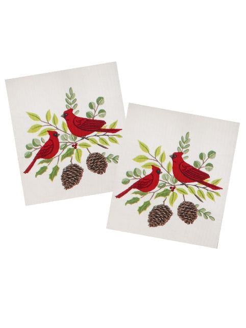 Swedish Fun Cloth Christmas Cardinals 2pk H7109