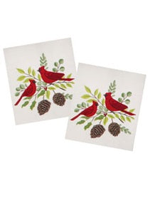 Towel Swedish Fun Cloth  Christmas Cardinals Magical Winter land H7048