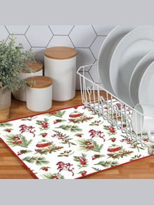 Drying Mat Countertop Micro Fiber Christmas Snow Capped Winter  H7209