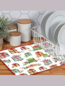 Drying Mat Countertop Micro Fiber Christmas Morning Presents  H7219
