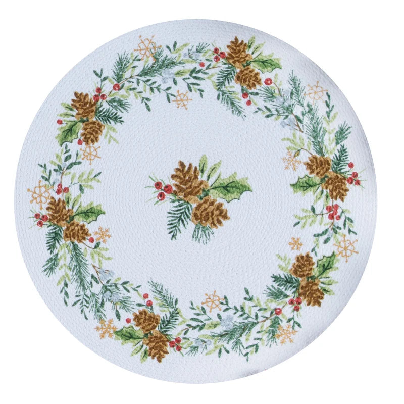 Placemat Braided Christmas Sage Santa 14.5" H8334