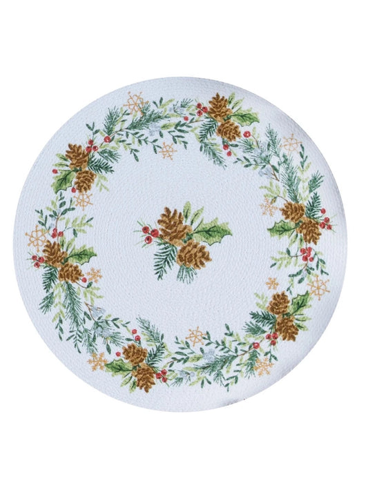 Placemat Braided Christmas Sage Santa 14.5" H8334