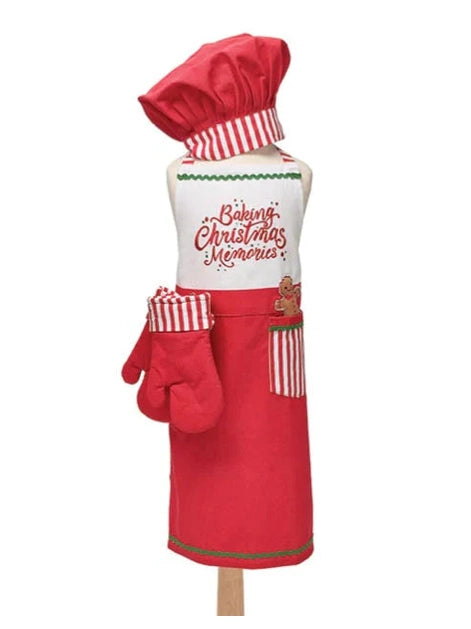 Burton+Burton- Children's Christmas Apron/Hat/ Oven Mitt Baking Christmas Memories 9742539