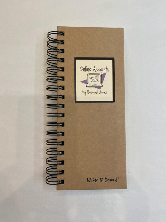 Notebook - Medium size - MID-19 - On Line accounts Password Journal - Kraft color 