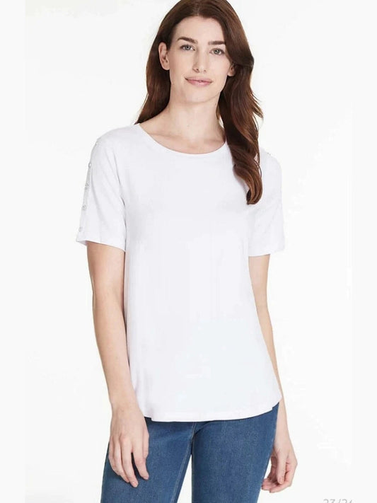 Shirt-White Multi Button-Women's-M23108tm 