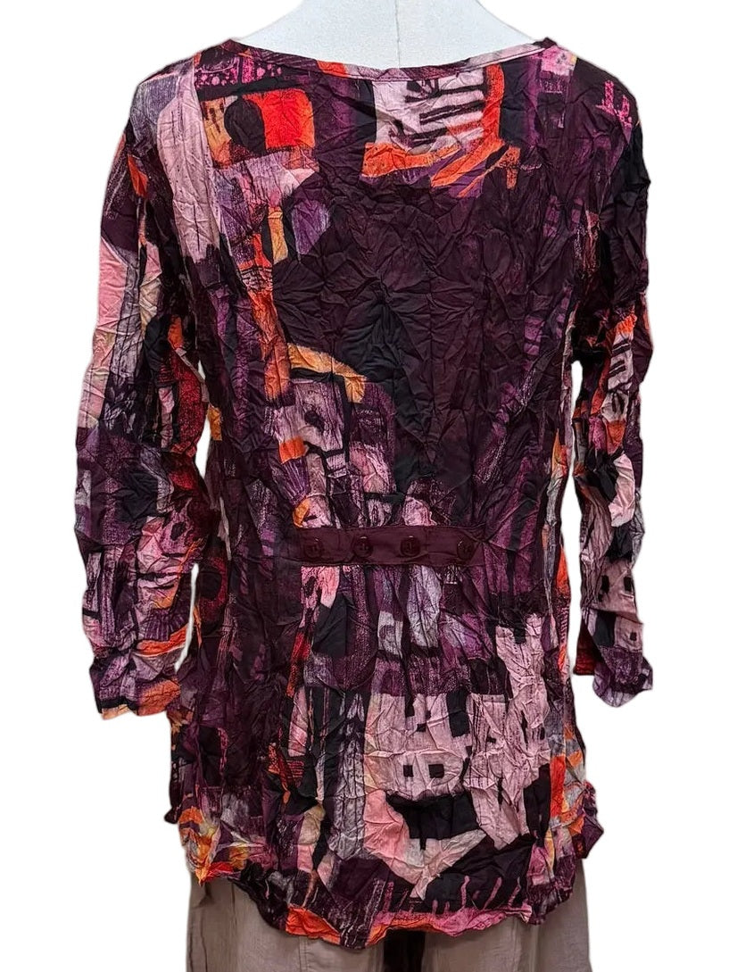 Shirt Pullover Woven Red&nbsp; 3/4 Sleeve 26646
