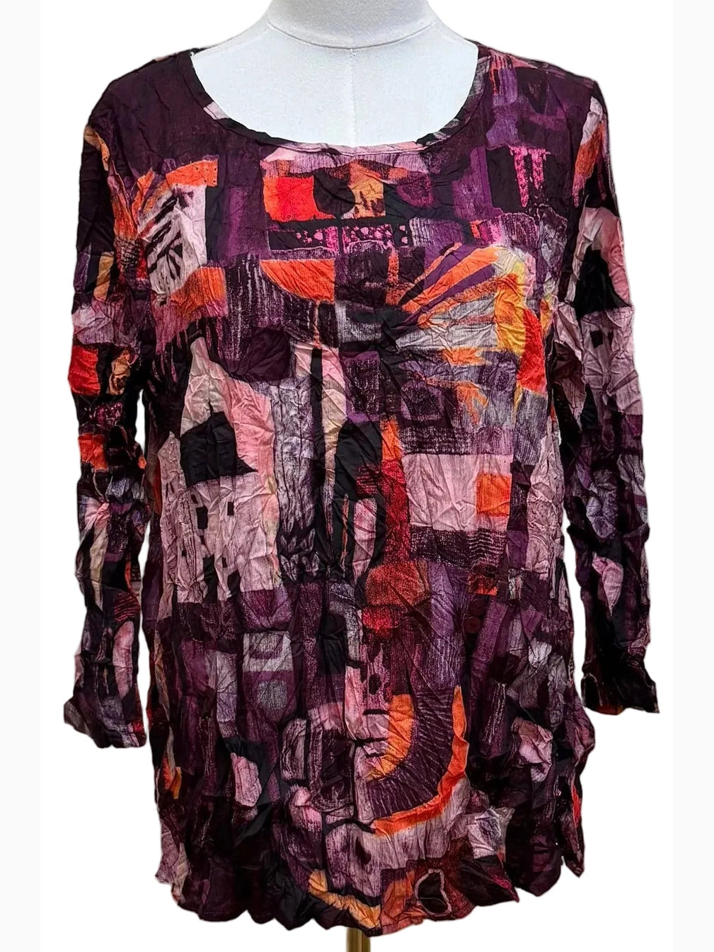 Shirt Pullover Woven Red&nbsp; 3/4 Sleeve 26646