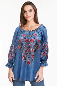 Women's Peasant Tunic - Indigo 