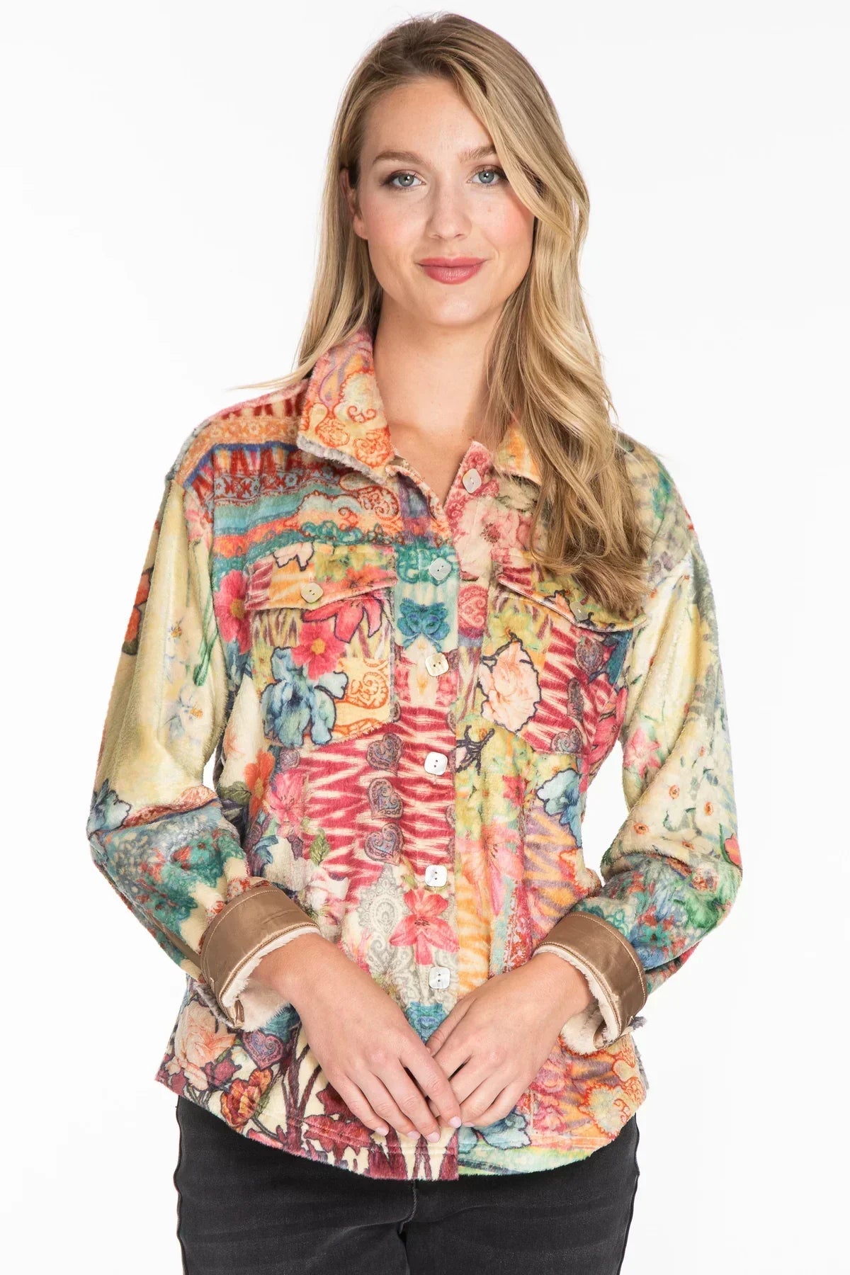 Jacket-Multi Color PrintButton Front-Womens-J43643jm 