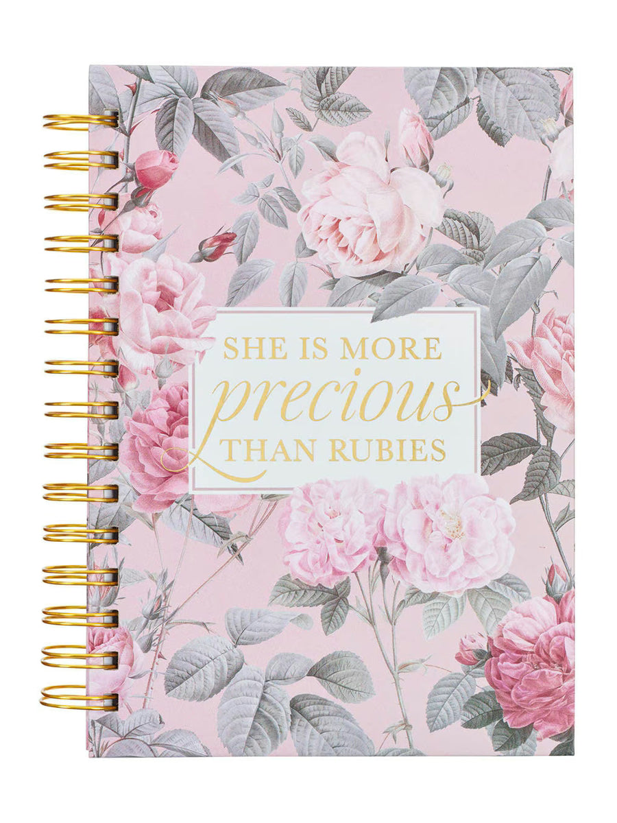  Book Journal&nbsp; More Precious Then Rubies Prov.31:10 Pink Floral Spiral Bound&nbsp; &nbsp;Jlw166